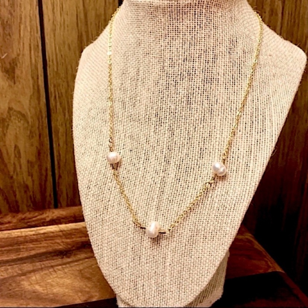 Triple Tahitian Freshwater Pearl Gold
Filled Necklace